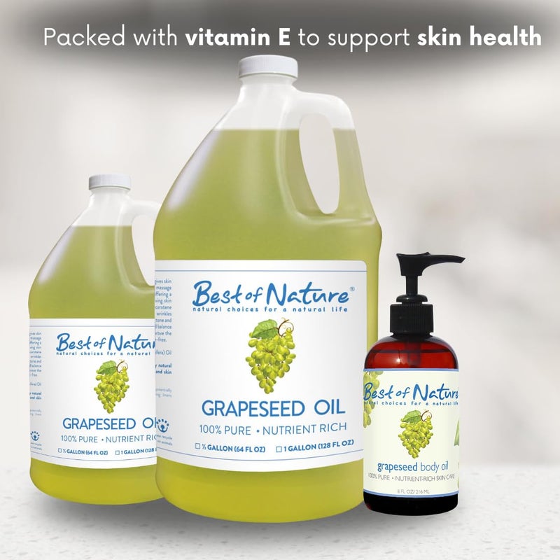 Best of Nature 100% Pure Grapeseed Oil - Unscented, Lightweight, Non-Greasy Moisturizer for Hair, Skin, Face & Aromatherapy, Carrier Oil for Essential Oils, Gallon (128 fl oz) - Image 5